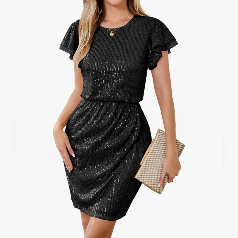 Grace Karin Black Sequin Mini Dress
